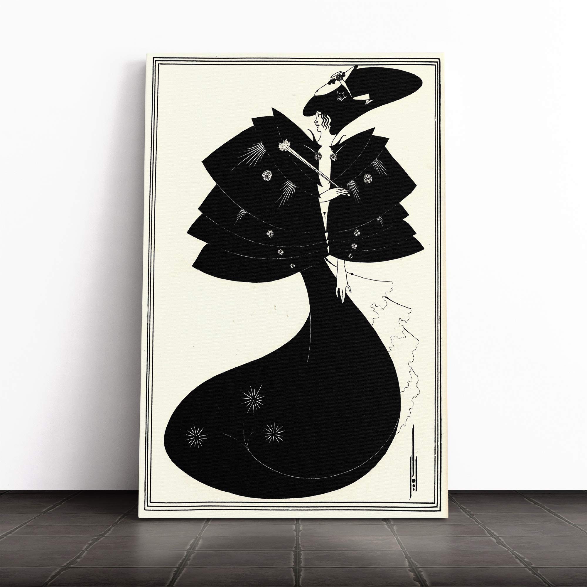 Big Box Art Canvas Print Wall Art Aubrey Beardsley The Black Cape | Mounted and Stretched Box Frame Picture | Home Decor for Kitchen, Living Room, Bedroom, Hallway, Multi-Colour, 20x14 Inch