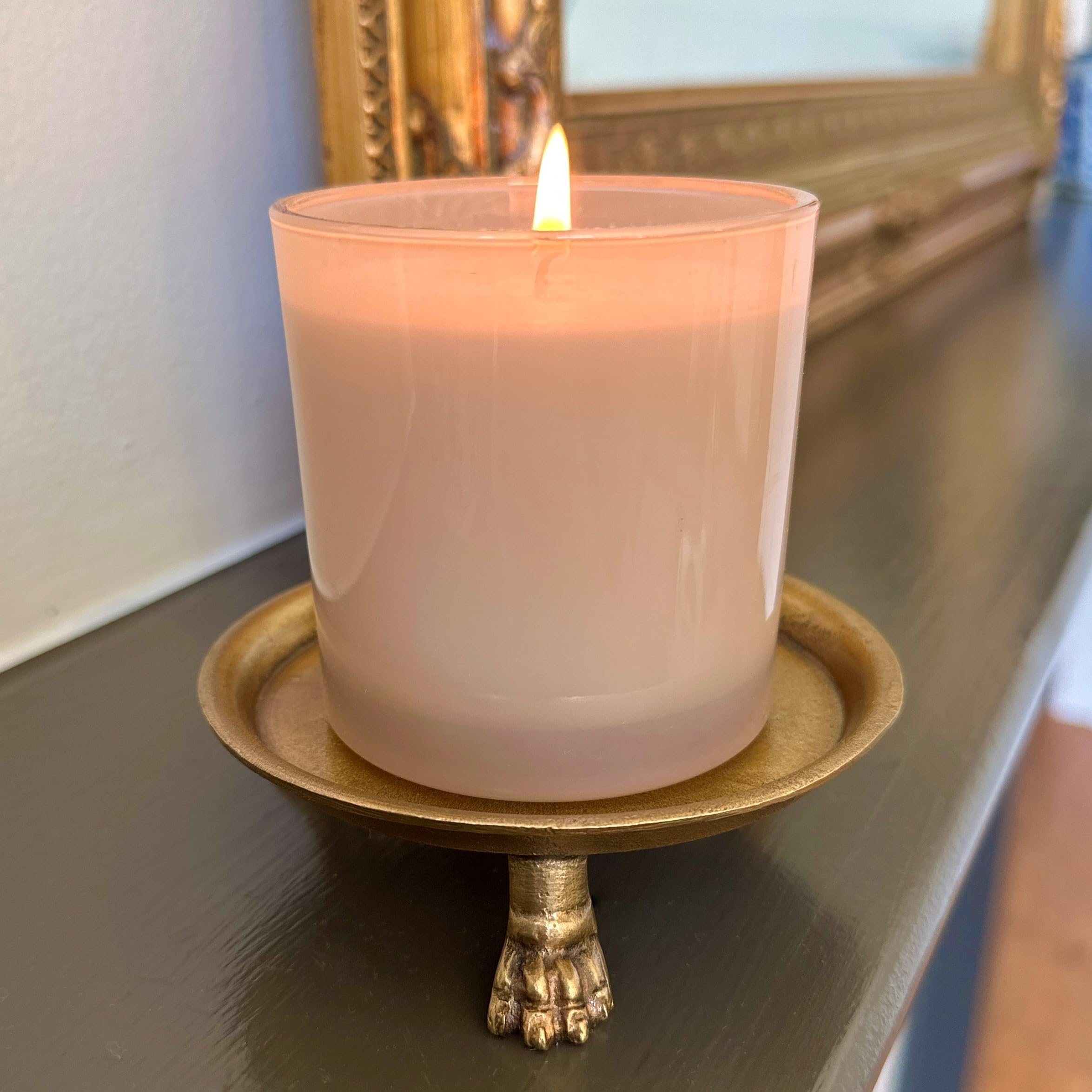 Hapton House 100% Solid Brass Clawfoot Candle Dish - Pedestal Dish - Candle Holder - Jewelry Holder - Perfect for Wax Candles, Rings, and Trinkets