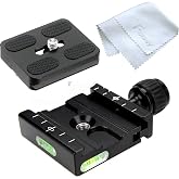 Fotasy 50mm Arca Swiss Type Clamp, Arca QR Clamp, 50 mm Arca Clamp, Arca Swiss Clamp, Quick Release Plate Clamp, QR Clamp, Arca Tripod Mount Adapter, for Tripod Head Monohead, with 50mm Arca Plate, Cl50_PU50, Black