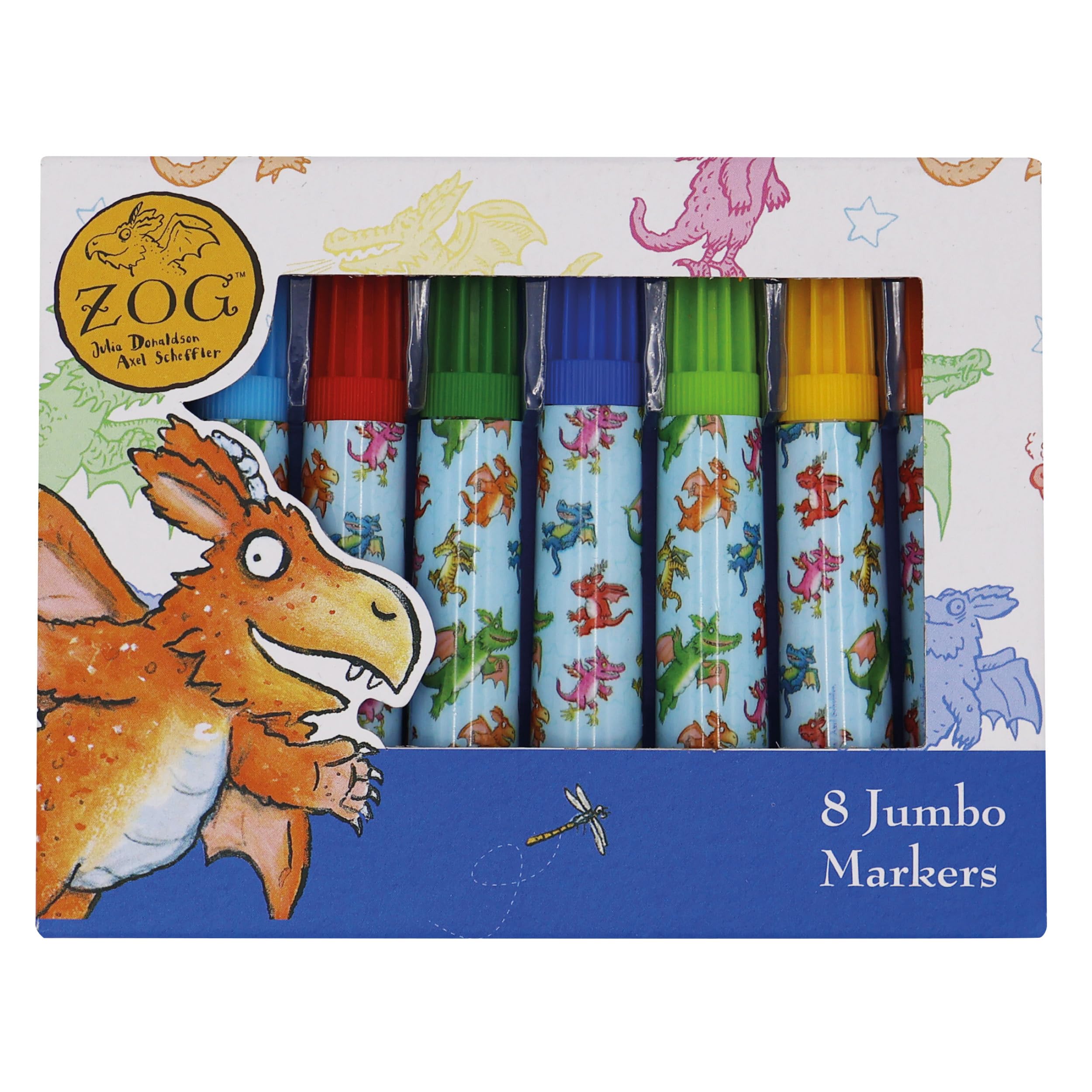 Robert Frederick Set of 8 Jumbo Marker Pens for Children Zog Design – Perfect for Ages 3 Years Upward