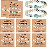 Liliaafar Sea Turtle Bracelets Ocean Animals Beads Bracelets Natural Stone Turquoise Stretch Gifts Inspirational Cards for Women
