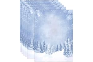 Gift Boutique Christmas Winter Stationery Paper Letterhead Sheets 100 Pack Holiday Snowy Trees Design For Writing Letters, Notes, Wedding Invitation Printing & Office Supplies 8.5" x 11"