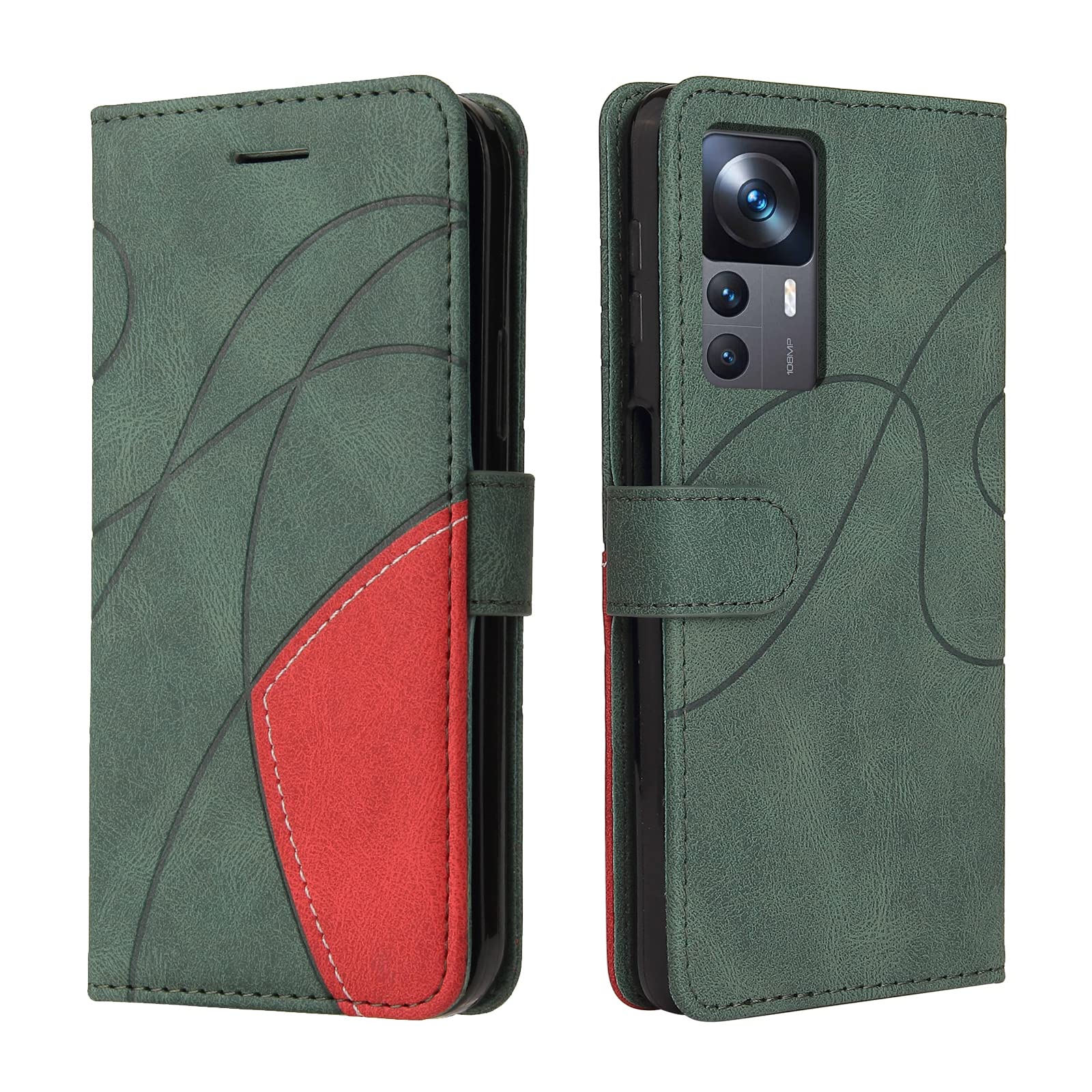 CXTcase for Xiaomi 12T/Xiaomi 12T Pro Case,Wallet PU Leather Flip Folio Case Cover with Card Holder Slots Magnetic Closure,Protective Phone Case for Xiaomi 12T/Xiaomi 12T Pro,Green