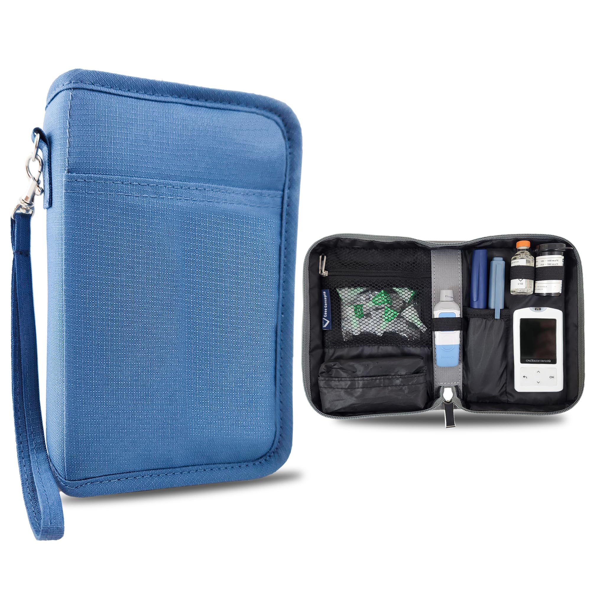 Photo 1 of Case Concepts - Diabetes Supplies Case – Portable Storage Case and Organizer Glucose Meter, Insulin, and Accessories - Compact, Portable (Sky Blue)