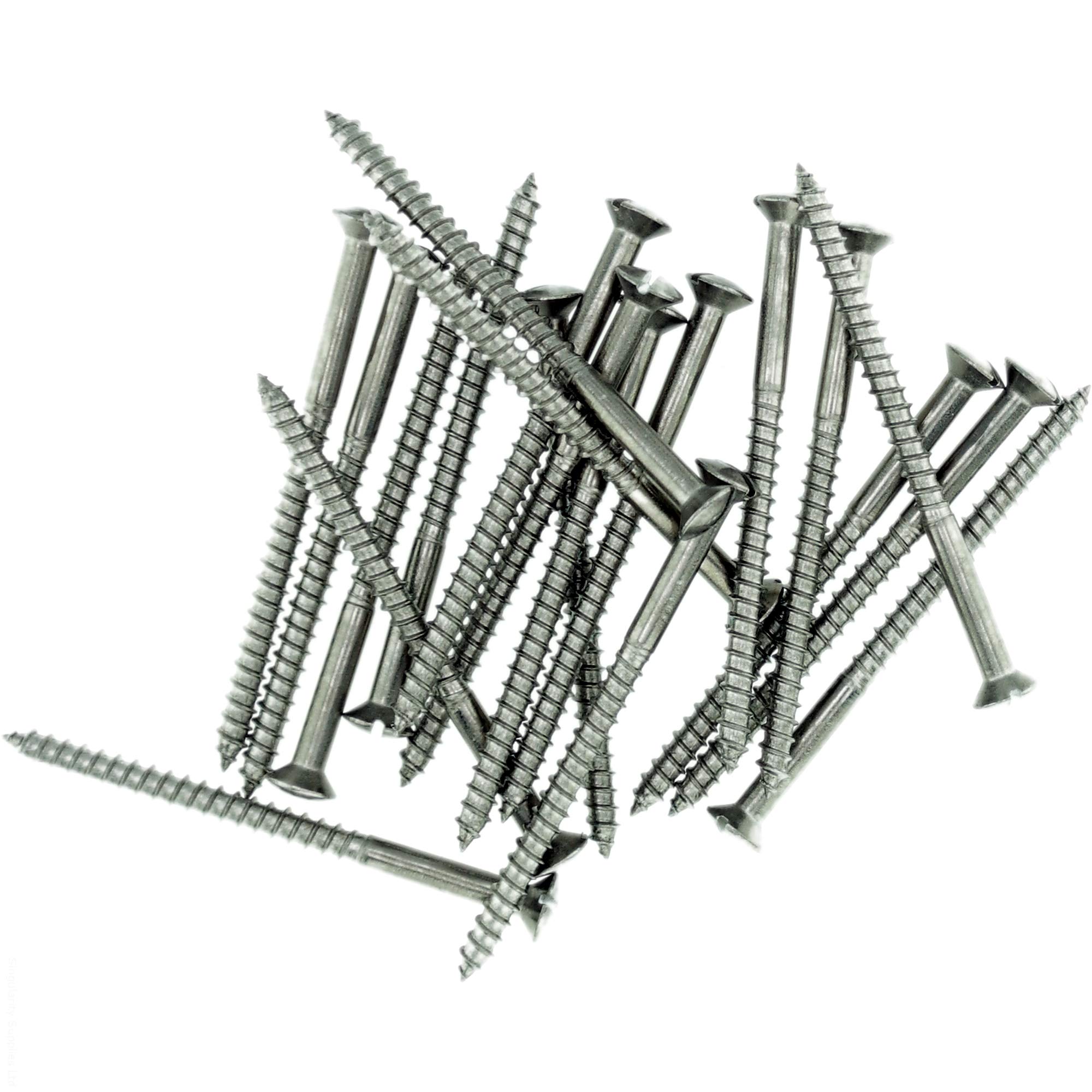 No.3 x 0.63 (2.5mm x 16mm) Slot Raised Countersunk Wood Screw - Stainless Steel (A2) (Pack of 20)