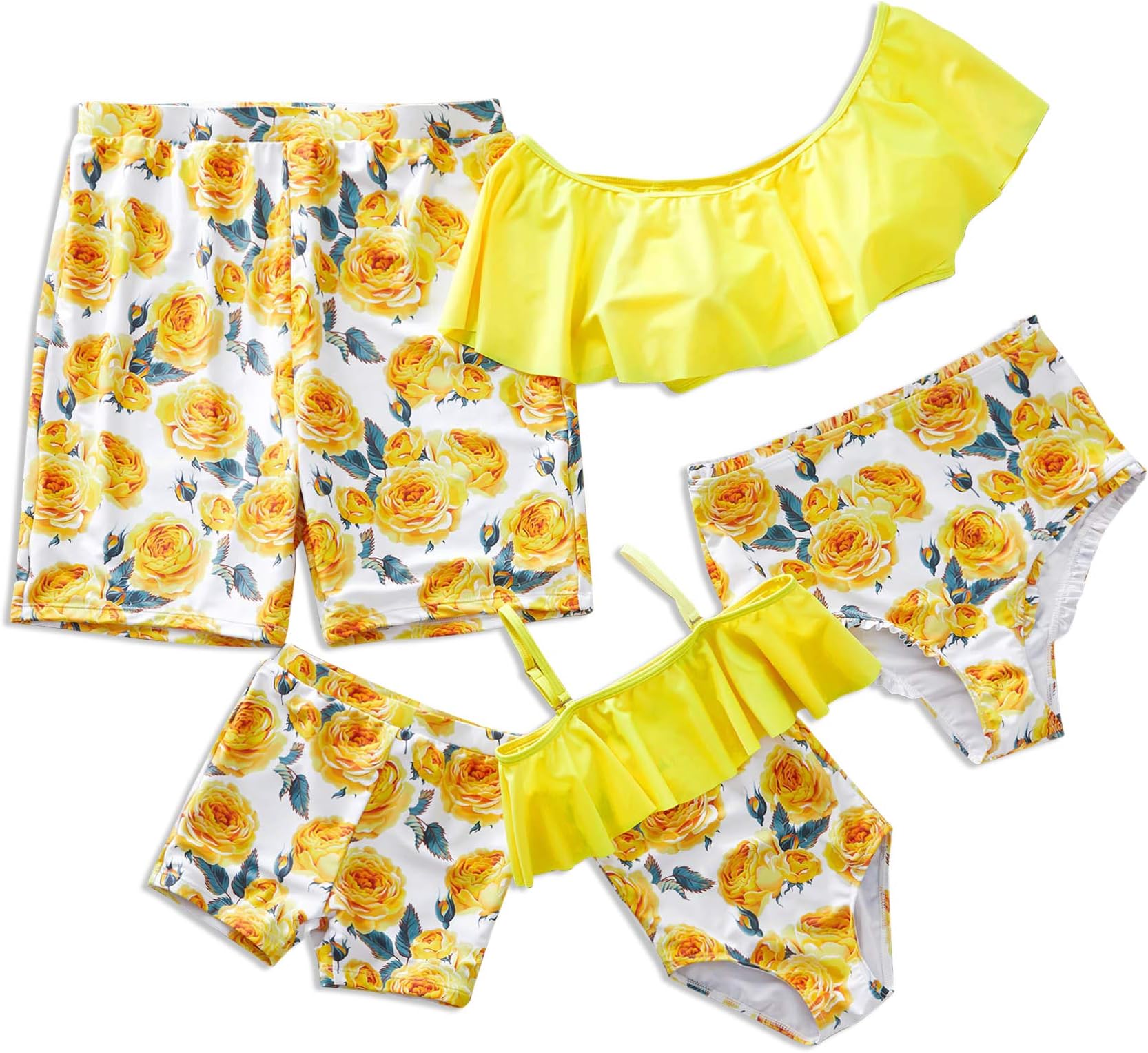 Yaffi Family Swimsuit Bikini Set Bathing Suit s Leaf Printed Off Beach Wear