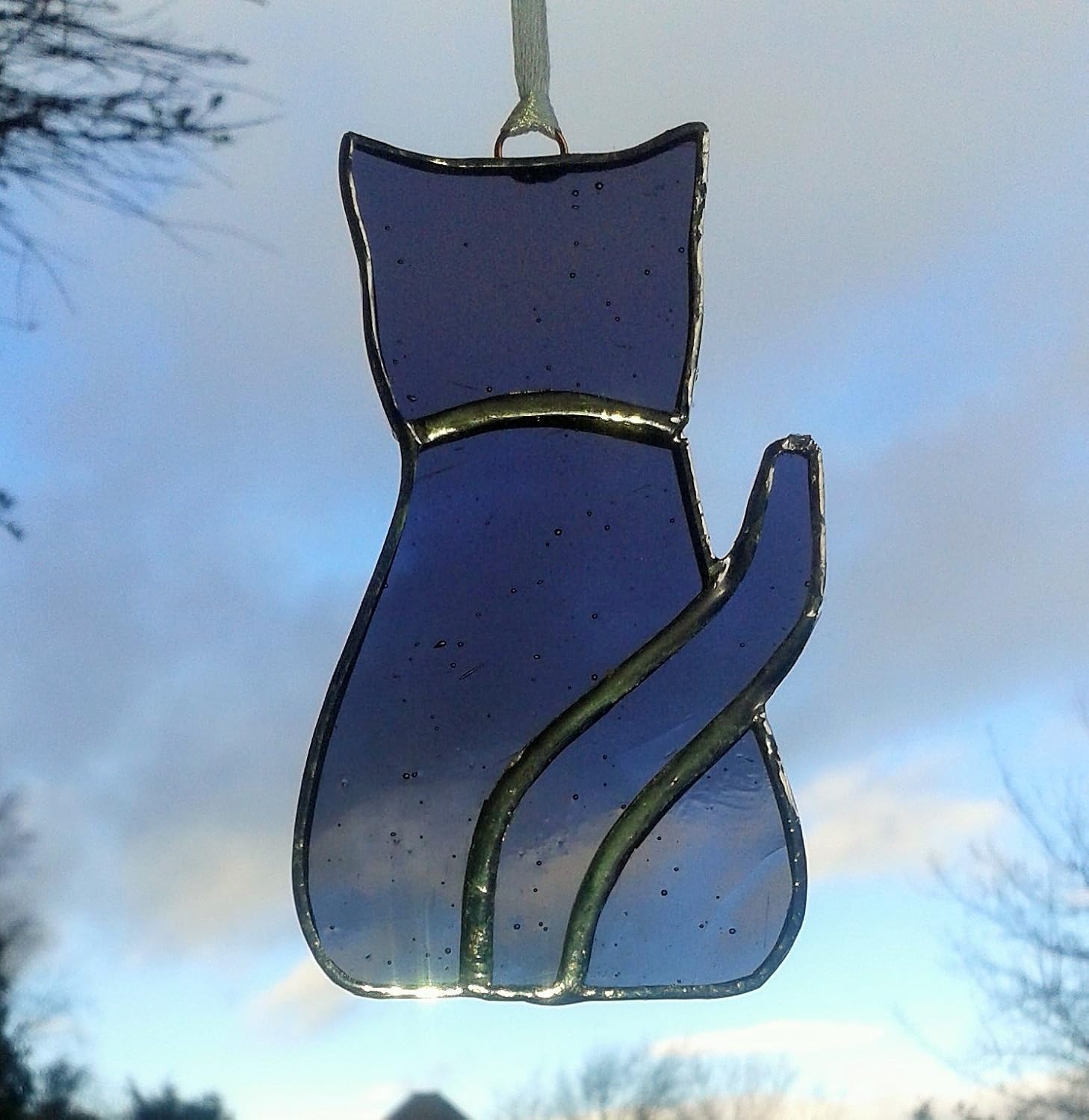 Stained Glass Black Cat Suncatcher Amazon.co.uk Handmade