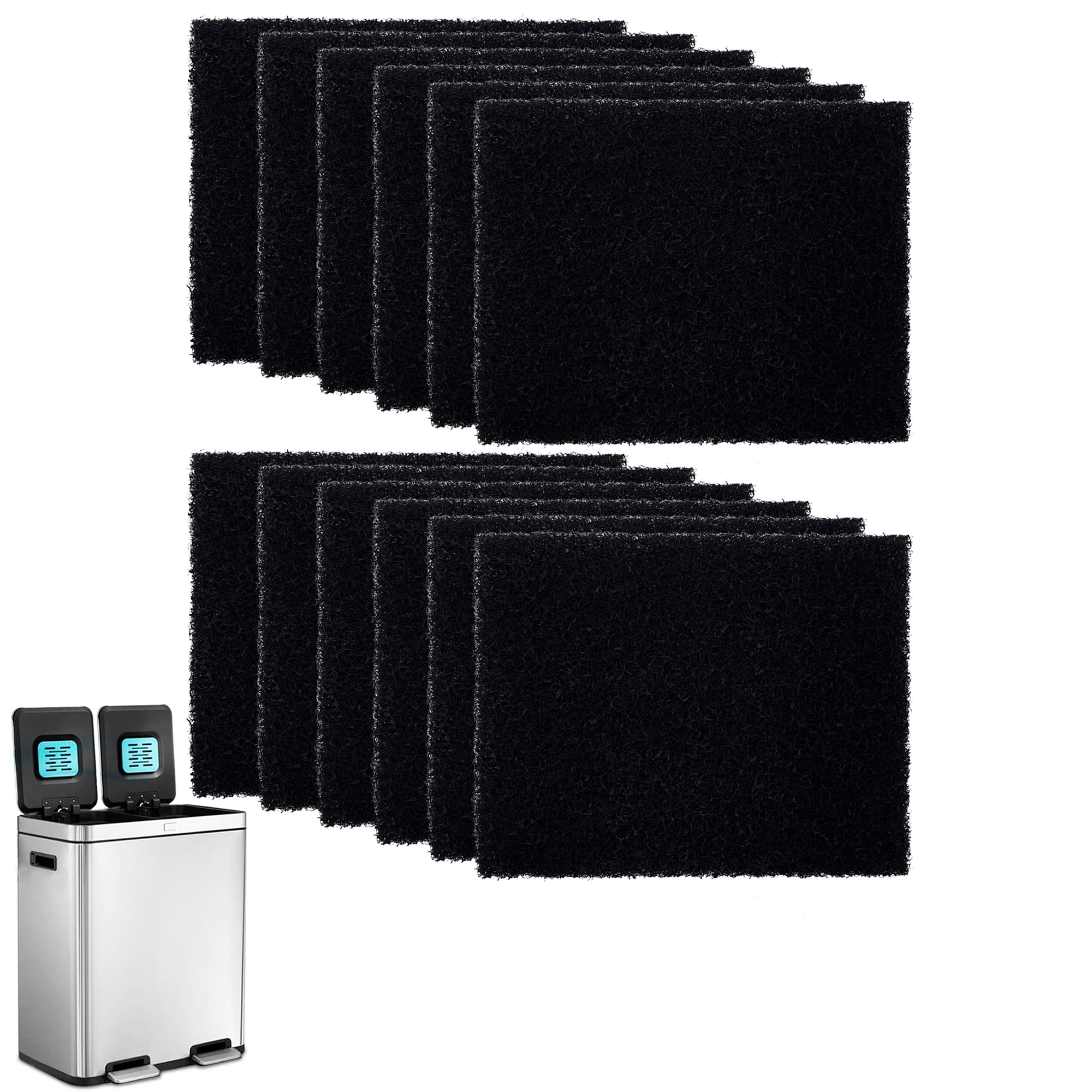 Photo 1 of 12 Pack Replacement Odor Absorbing Filter Refills for Home Zone Living Kitchen Trash Can, Activated Charcoal Deodorizer Compatible with Home Zone Living CleanAura Odor Control Compartments