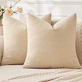 MIULEE Beige Couch Pillow Covers 18x18 Inch, Set of 2 Soft Chenille Decorative Square Throw Pillow Covers Farmhouse for Sofa Living Room Bed
