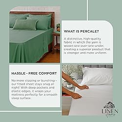 Linen Home 100% Cotton Percale Weave Fitted