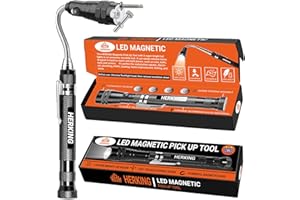 HERKING Magnetic Pickup Tool with 3 LED Lights-Birthday Gifts for Men Telescoping Magnetic Flashlight-Mens Christmas Gifts for Him Dad Husband Boyfriend Gifts for Men Who Have Everything