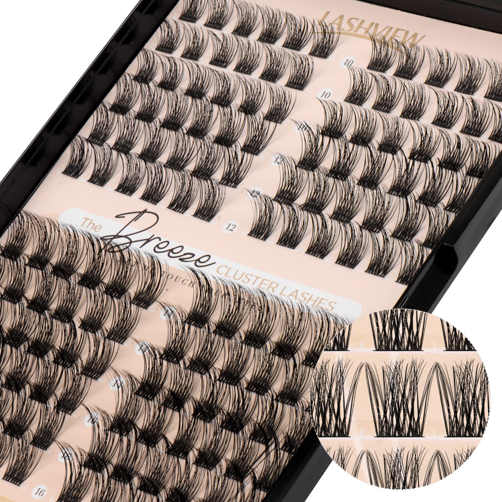 LASHVIEW Lash Clusters 144 Pcs Cluster Lashes DIY Cluster Eyelash Extensions Mega Volume Reusable Individual Lashes Cluster Volume Look Super Thin Band & Soft(Volume,D+-10-16mix) — image 1