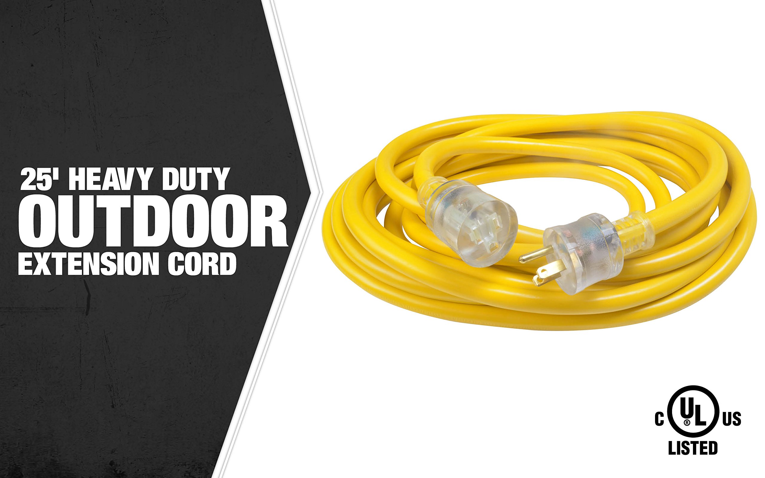 Coleman Cable 02687 10/3 Vinyl Outdoor Extension Cord with Lighted End