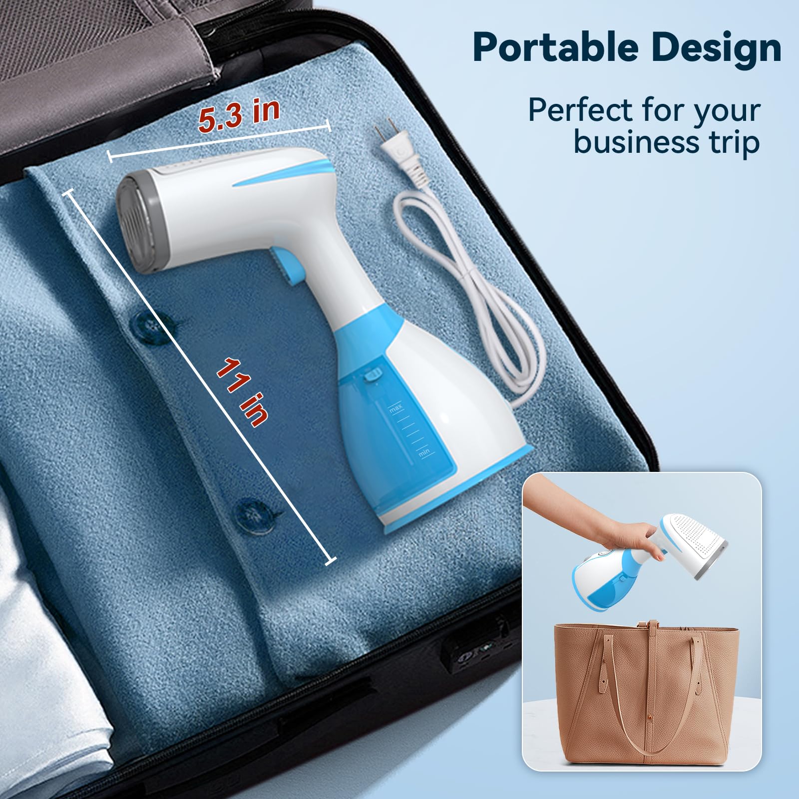 Steamer for Clothes Steamer, 15s Fast Heat-up Garment Steamer with Ironing Glove, 280ml Large Water Tank, Strong Penetrating Steam Handheld Steamer, Garment Fabric Wrinkles Remover Wet & Dry Ironing