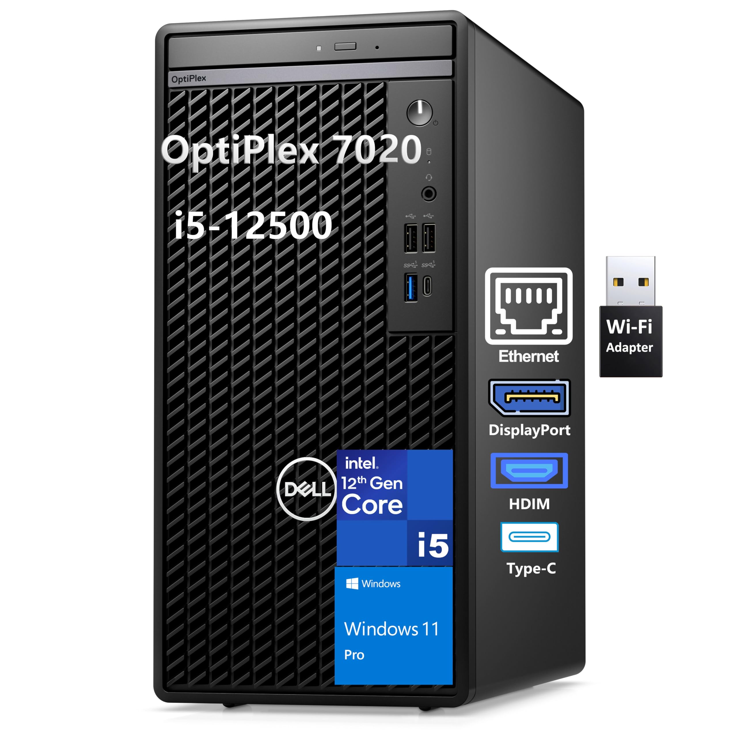 Dell Desktop Computers, 3030 Tower Desktop PC, 14th Gen Intel Core i5-14400 (Beat i7-13620H), 32GB DDR5 RAM, 1TB PCIe SSD, WiFi Adapter, DisplayPort, HDMI, Type-C, Keyboard and Mouse, Windows 11 Pro
