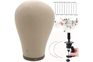 Cork Canvas Wig Mannequin Head for Wigs 21 22 23 24 inch Wig Head Stand for Styling Making Display Canvas Head for Wigs with 