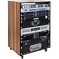 Sound Town DIY 16U Studio Rack with Furniture Grade Walnut Laminate, Rubber Feet, Casters (SDRK-16WN)