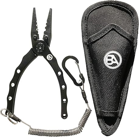 Black Anchor Pliers with 9CR19 line cutters and anodized aluminum body