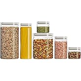Pyrex 6-Pack Glass Canister Set - Lightweight Dry Food Storage Containers | For kitchen and pantry organization, intentionally made without lead, cadmium, and BPA, dishwasher safe