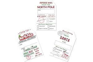 ROKAPARY from Santa Claus Gift Tags, Glossy White 2” x 3” Inch Stickers, Delivery from The North Pole Christmas Labels. 48 Labels. Made in USA