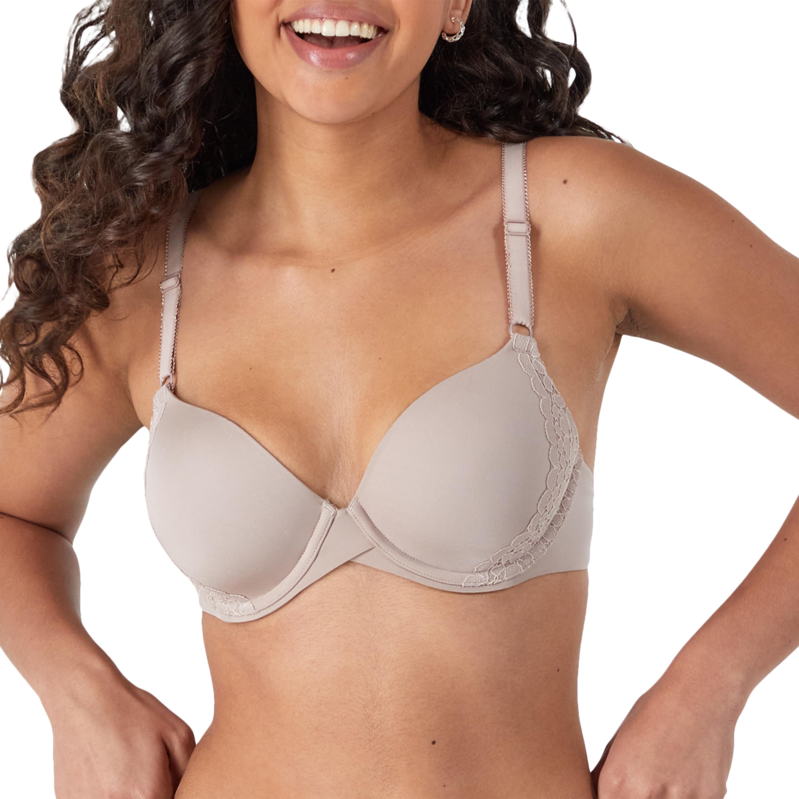 Photo 1 of Maidenform Underwire, One Fab Fit Demi T-Shirt, Convertible Bras for Women, Evening Blush/Sandshell