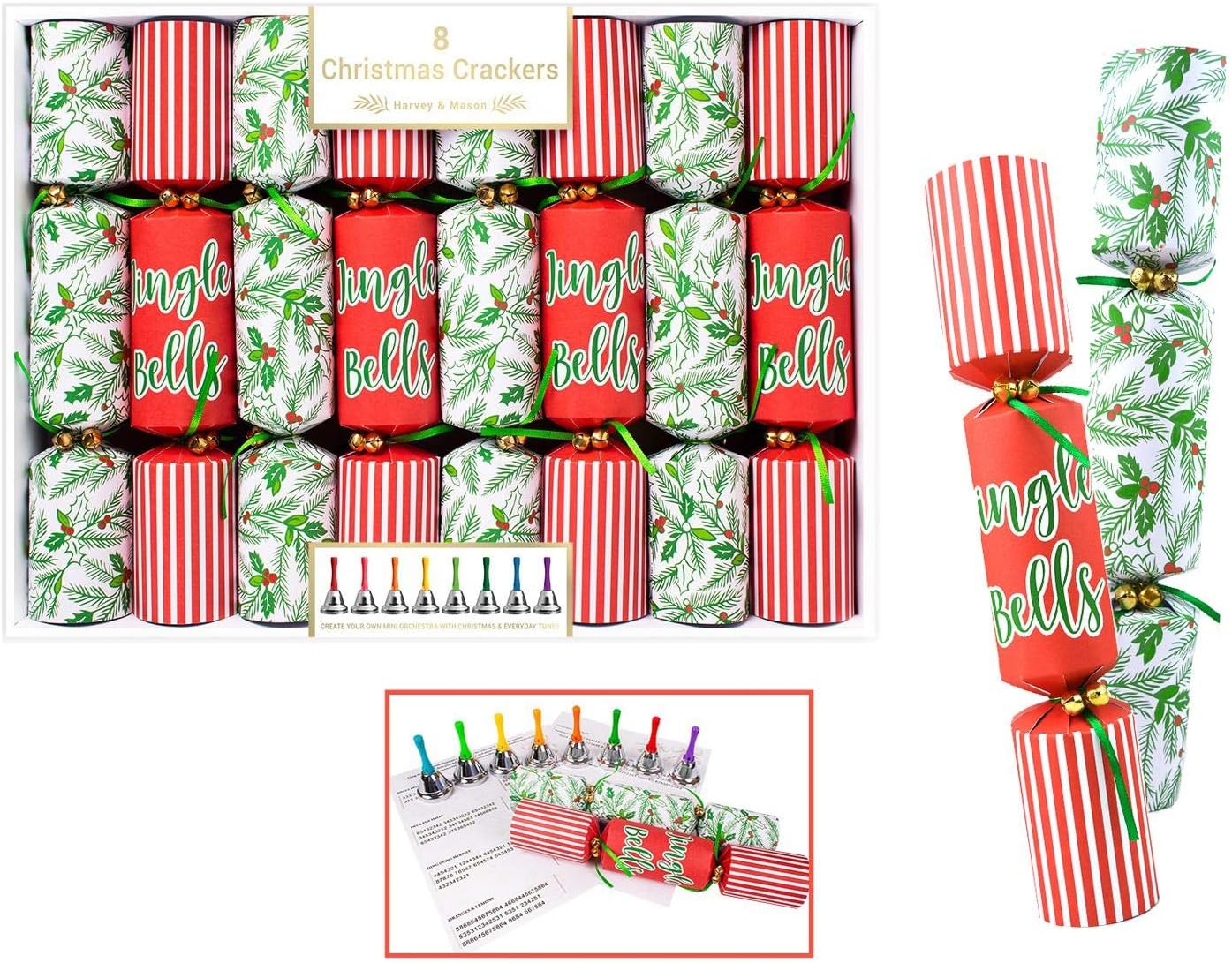 YöL 8 Musical Christmas Crackers Jingle Bells Festive Fun Music Family