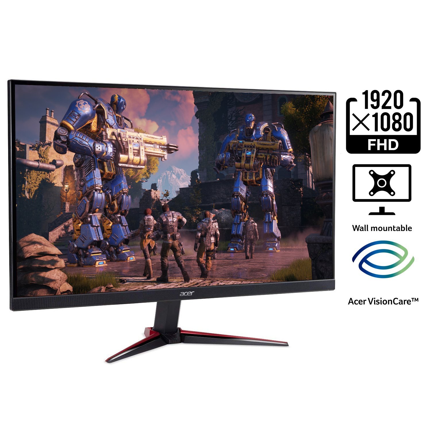 Acer Nitro VG240YB 23.8" 75Hz Refresh, Full HD IPS Monitor with FHD Webcam & AMD Radeon Freesync Technology 1ms VRB,Display,HDMI,VGA Ports