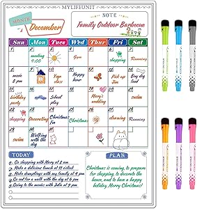 MyLifeUNIT Magnetic Calendar for Refrigerator, Dry Erase Board with Monthly, Note, Today and Planner 4 in 1