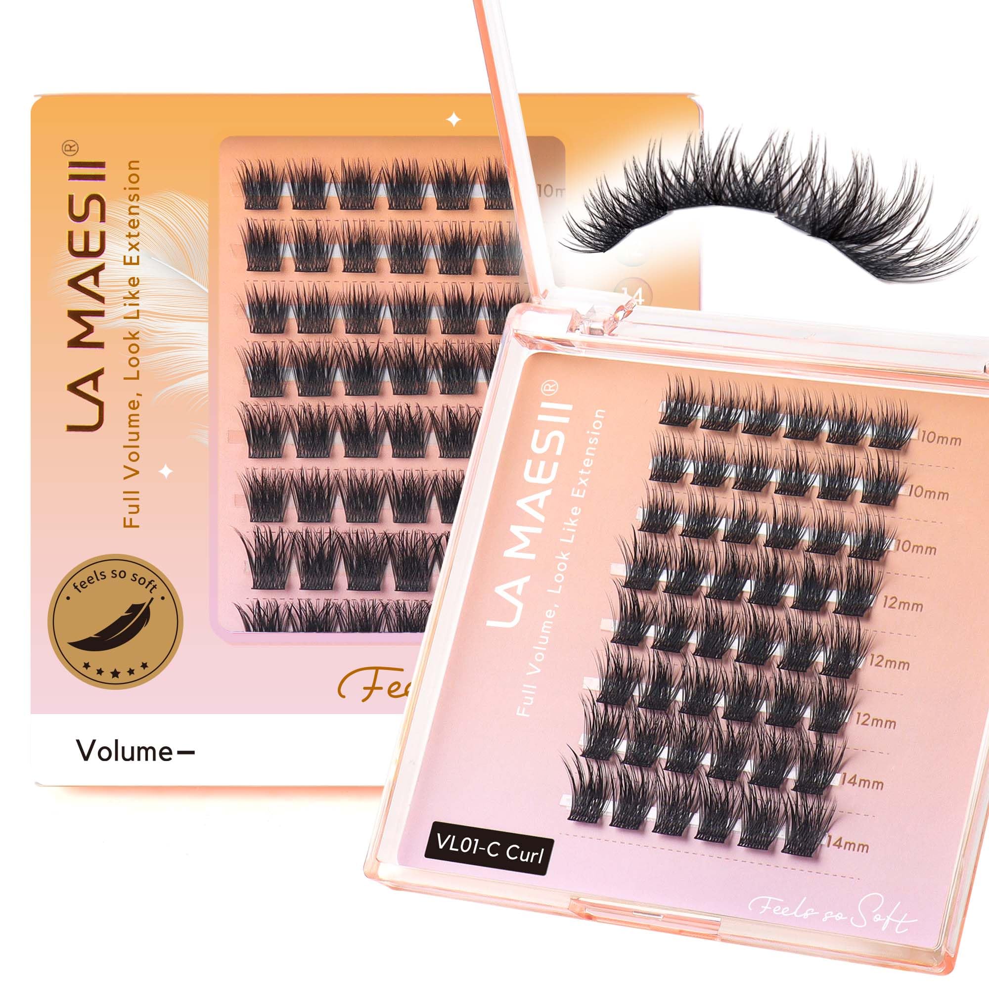 Photo 1 of LA MAESII Lash Clusters, 48Pcs Volume Eyelash Clusters, C Curl Eyelash Extensions with Super Soft Cluster Lashes Reusable 10-14mm Individual Lashes(VL01-C)