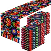 Lonfliness Linen Mexican Fiesta Table Runner 12 Pack 72×13in Long Day of The Dead Farmhouse Runner Dia De Los Muertos Runners Kitchen Dining Home Table Decoration Day of The Dead Decor and Supplies