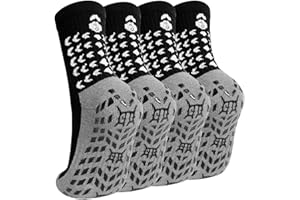ZAKASA Men's Grip Socks Soccer: Non Slip Grip Socks for Men Anti Slip Football Basketball Sports Socks 4 Pairs