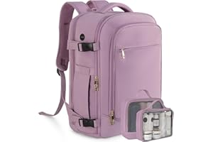 Rinlist Carry on Backpack, Flight-approved Backpack for Traveling, 40L Personal Item Travel Backpack, Purple