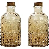 Gyaxiang 2Pcs Amber Glass Reed Diffuser Bottles,Apothecary Diffuser Decorative Bottles with Cork Lid,Small Flower Bud Vase,Aromatherapy Container for DIY Replacement Diffuser,Reed Sticks,Crafts Decor
