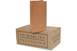 Prime Line Packaging Brown Paper Lunch Bags, Sandwich Paper Sack, Take Out, Goodies, Party Favors, Bakery Use, Bulk, 8 LB, 6.13x4x12.25, 100 Pack