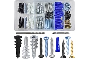 WENSILON Self-Drilling Drywall Anchors Assortment Kit – 182 Pcs for Concrete, Drywall,sheetrock Anchors， and Sheetrock – Heavy Duty Wall Anchors for Easy Installation, No Drill Bit Required