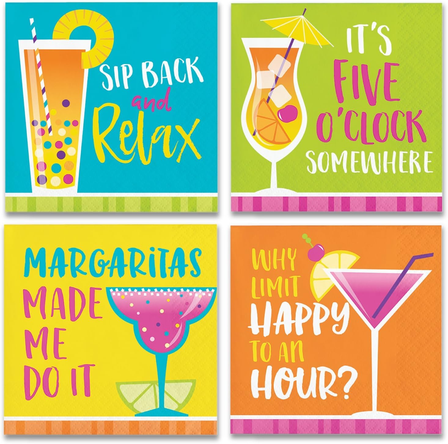 Summertime Cocktail Napkins Variety Pack - 64ct