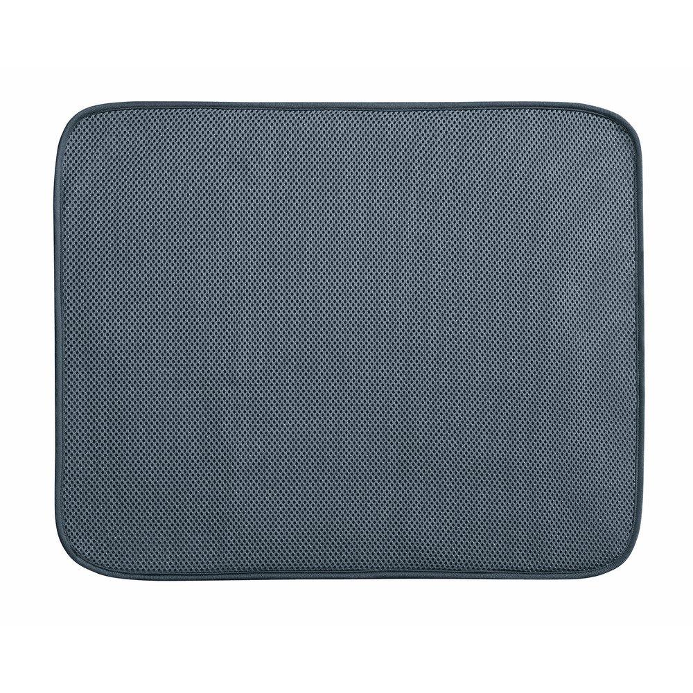 iDesign iDry Dish Drainer Mat, Large Quick-Drying Draining Board Mat, Made of Polyester, Pewter/Ivory