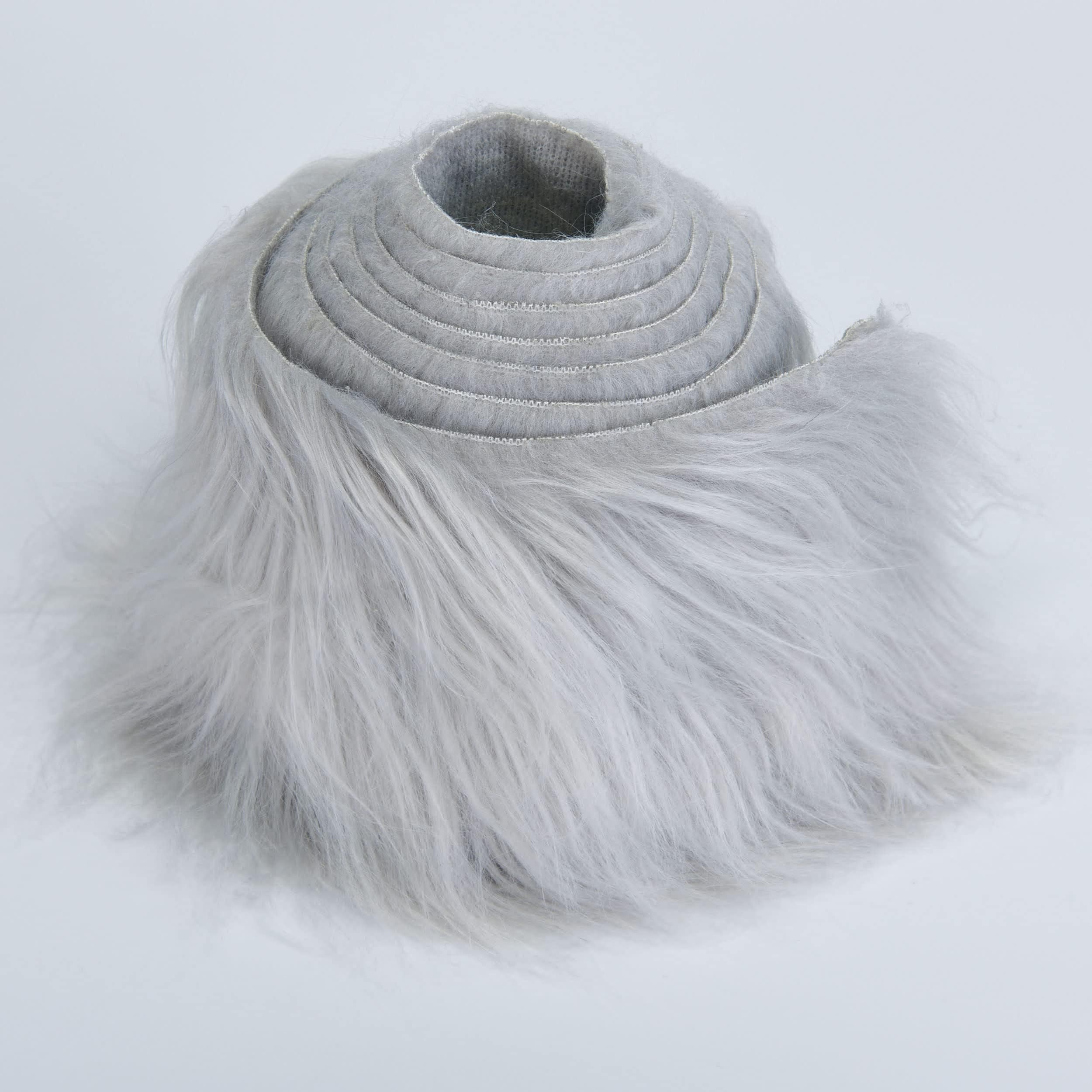 Shaggy Plush Faux Fur Fabric Precut Strips Fluffy Fuzzy Craft Fur for Gnomes Beard Hair Cosplay Costume Dwarf Decoration (Gray, 2x60 inch)