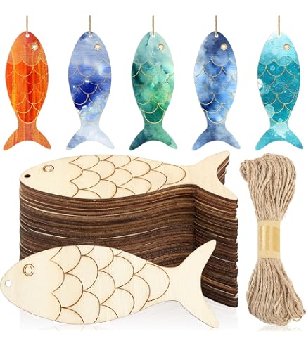 Unfinished Wood Fish Hook Shape Fishing Ocean Craft up to 46