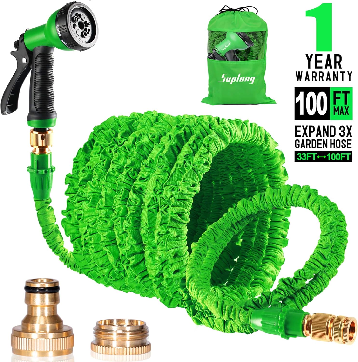 Suplong Hose Garden Hose Pipe Expandable,Quick Brass Connector