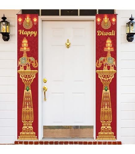 KYMY Diwali Türbanner – 70,9 X 34,5 Cm, Festival Der Lichter Dekoration | Für Indische Partys & Fotohintergrund