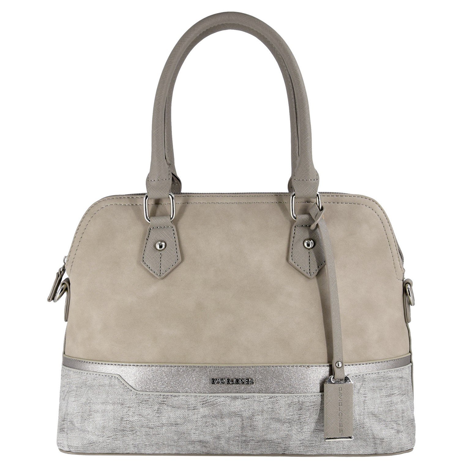 David Jones - Women's Bugatti Handbag - Multicolor Top Handle Shoulder Bag - Lady Tote Medium Size - PU Faux Leather Satchel - Elegant Crossbody Bag - Everyday Fashion Classic Designer - Beige Grey