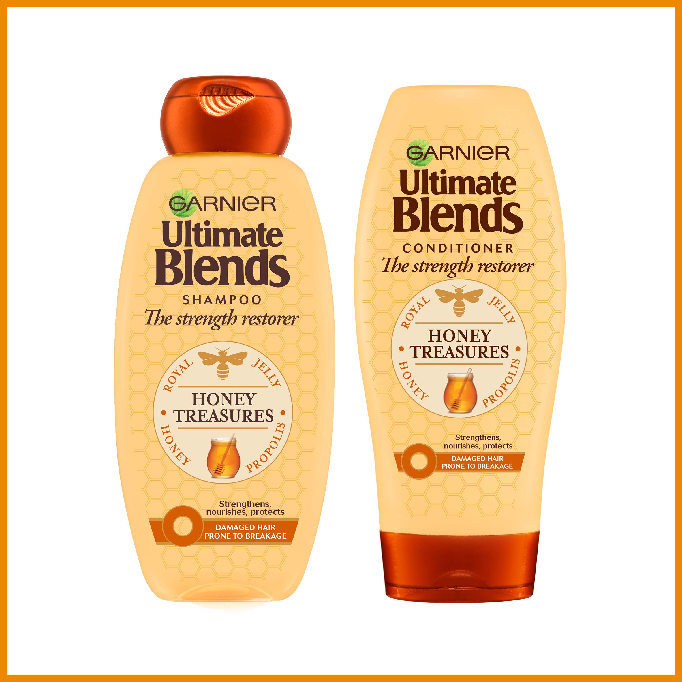 Garnier Ultimate Blends Honey Treasures Shampoo & Conditioner Set | Strengthening for Dry Damaged Hair 400 ml