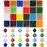 JEBBO 4800pcs 3mm Bicone Crystal Beads, Bulk Small Faceted Bicone Glass Beads for Jewelry Making DIY Craft Bracelet Necklace Earring with Container Box (24 Rainbow Colors)