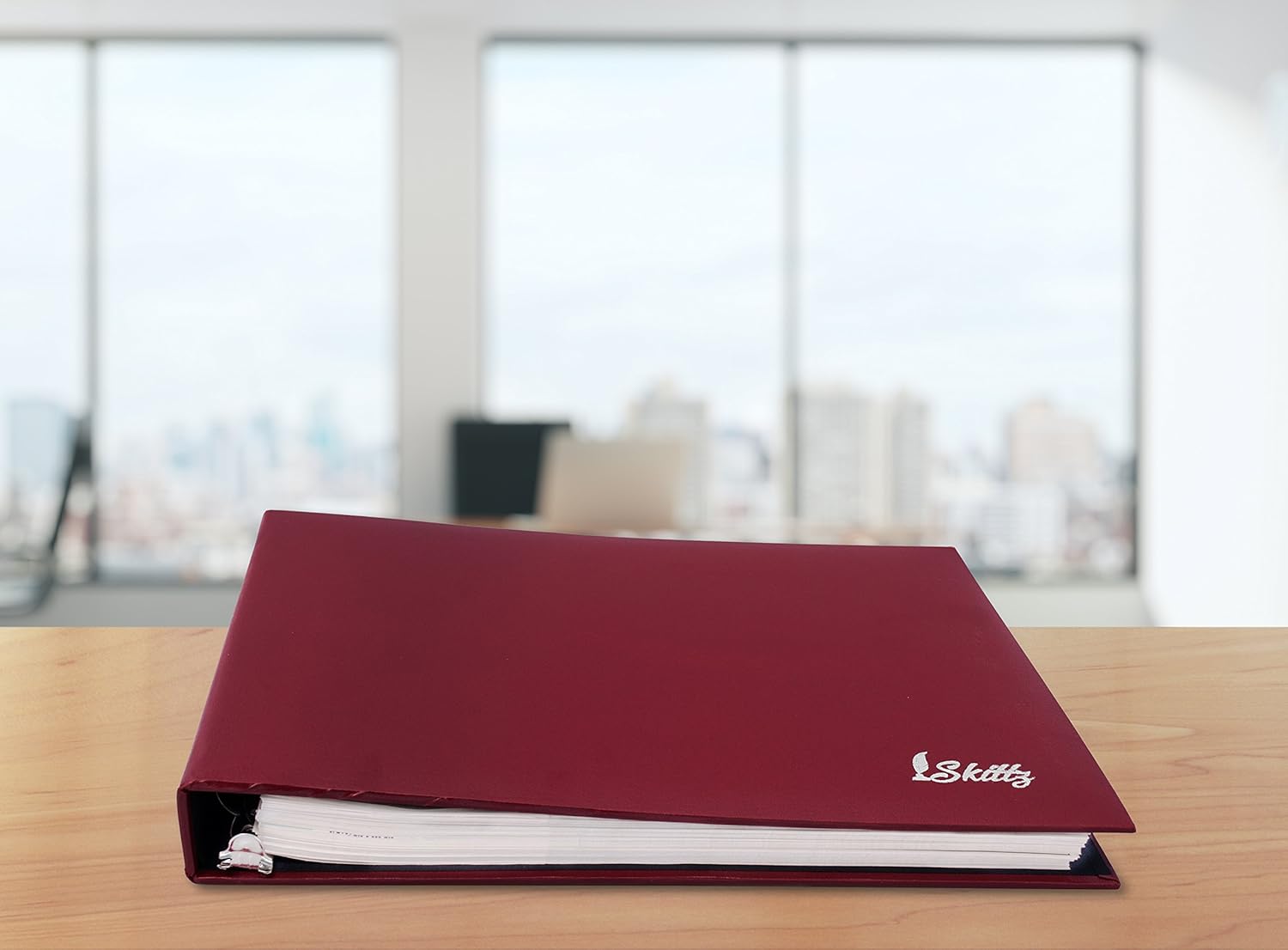 Skittz Maroon Business Check Binder 7 Ring w/Zip Organizer & Calendar for 3 on a Page Checks : Office Products