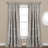 Lush Decor Avon Light Filtering Window Curtain Panel Single, 54" W x 84" L, Light Gray - Ruffle Curtains for Living Room - Drapes - Vintage Coquette Decor