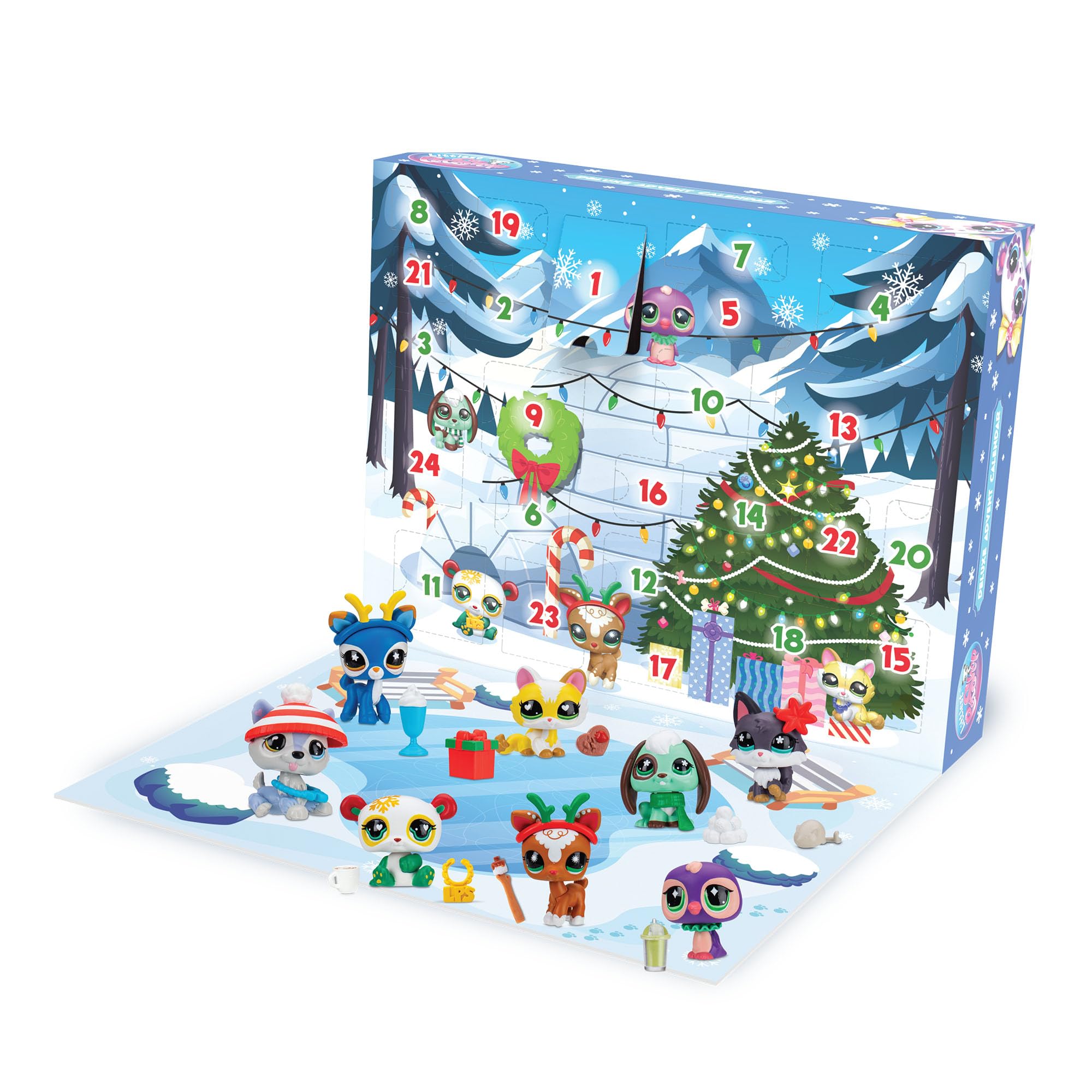 Littlest Pet Shop Deluxe Holiday Calendar - Series 4 Advent Calendar -Gen 7 Authentic LPS Bobble Head Toy Figure, Collectible Toy Animal, Ages 4+