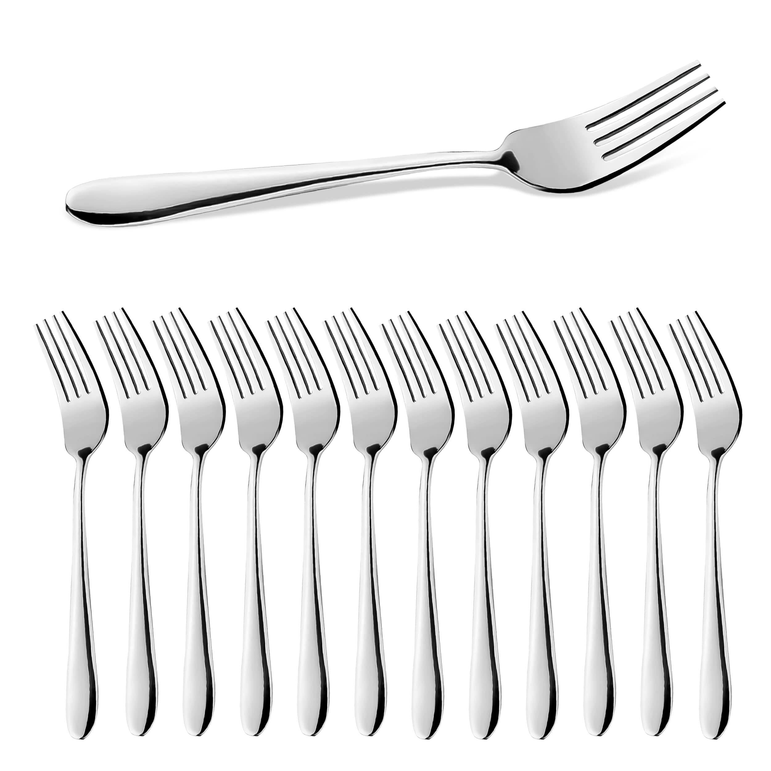 CAMRI Forks Set of 12 – Dinner Fork Stainless Steel, Silver, Mirror Polished, Cutlery Table Forks Set for Home, Kitchen & Restaurant,Dishwasher Safe,19.3 cm / 7.59 in (C61-Pack of 12)