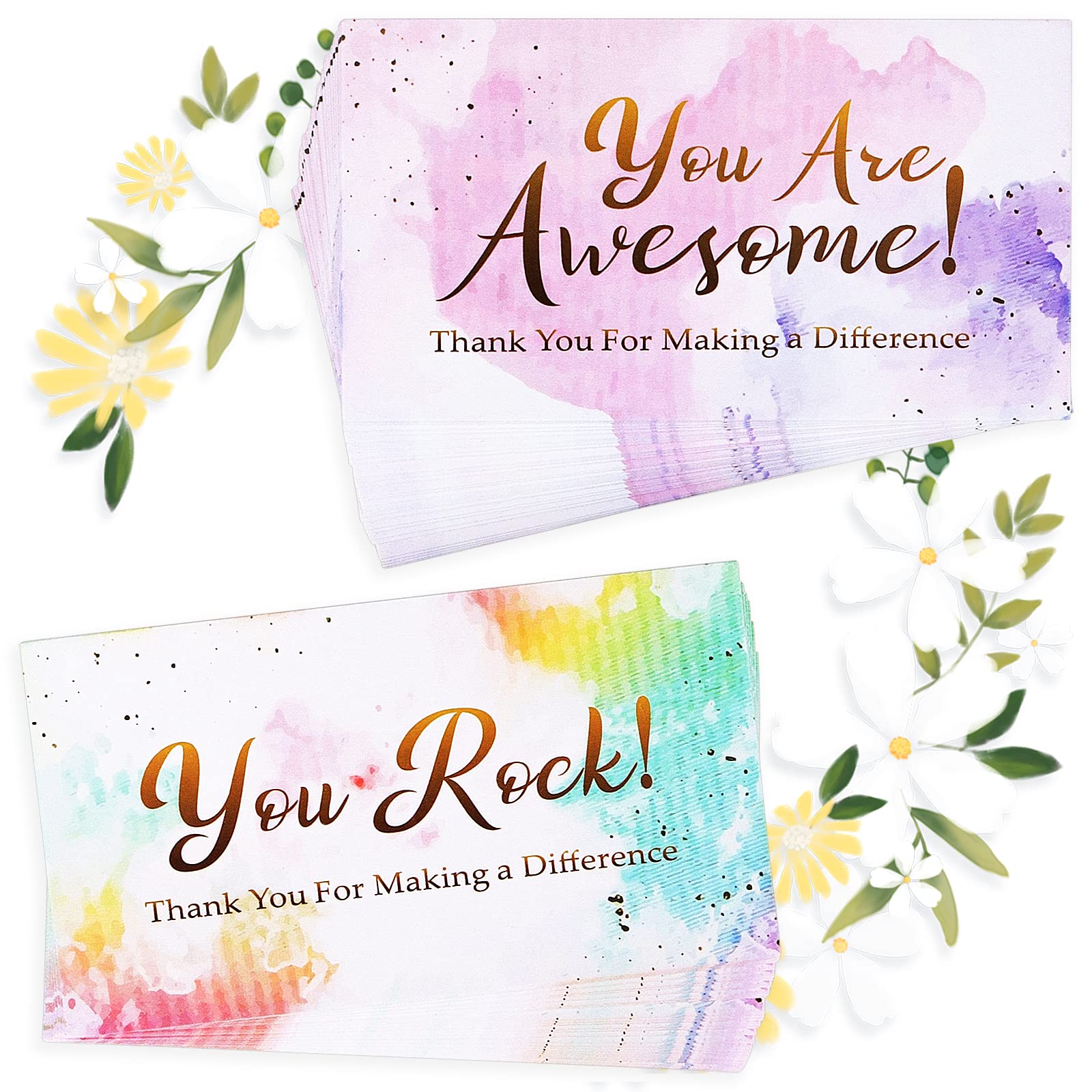 ZEONHEI 200 PCS Positive Affirmation Cards, 100 You Are Awesome Card and 100 You Rock Card, Colourful Appreciation Motivational Cards, Praise Postcards from Teachers, 5x9cm