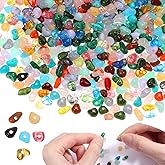 640PCS Crystal Chip Beads Bulk Multicolor Random Assorted Mixed Bead Irregular for Jewelry Making Acrylic Chip Stone Bead DIY Gemstone Beads with Drilled Holes Irregular Stone Loose Rocks for Bracelet